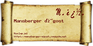 Mansberger Ágost névjegykártya